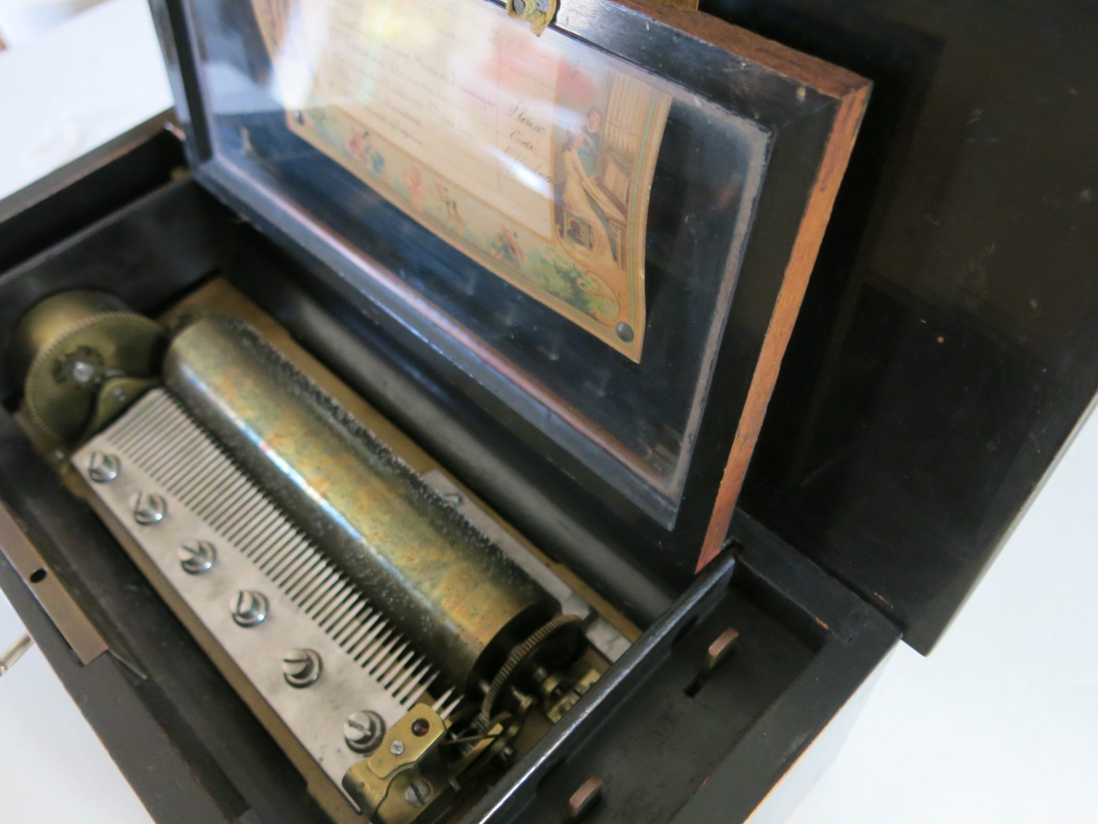 Antique Rosewood & Fruitwood Inlay Swiss Music Box Taos Estate Sales